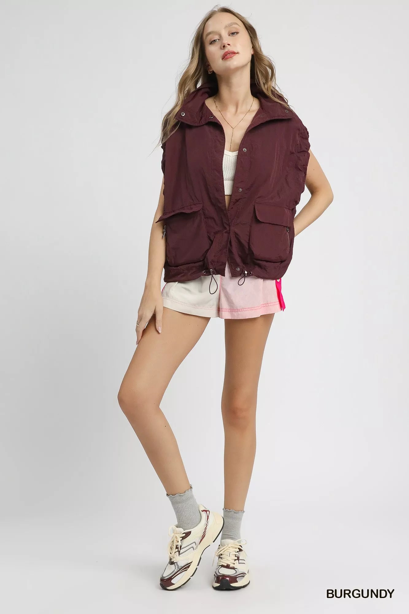 Drawstring Hem Nylon Vest