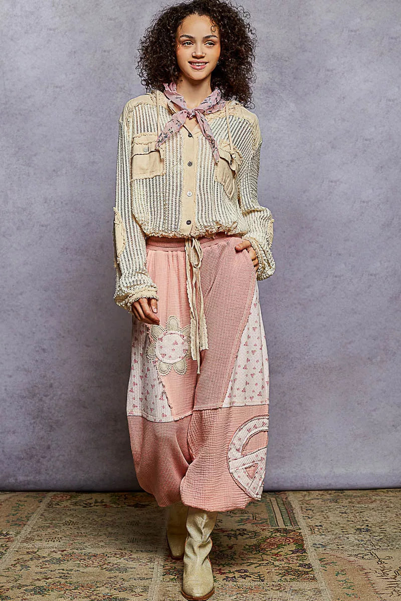 Textured Woven Button Down Hooded Shirt