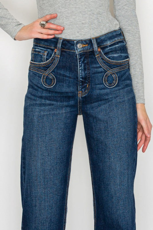 High Rise Ankle Straight Jeans