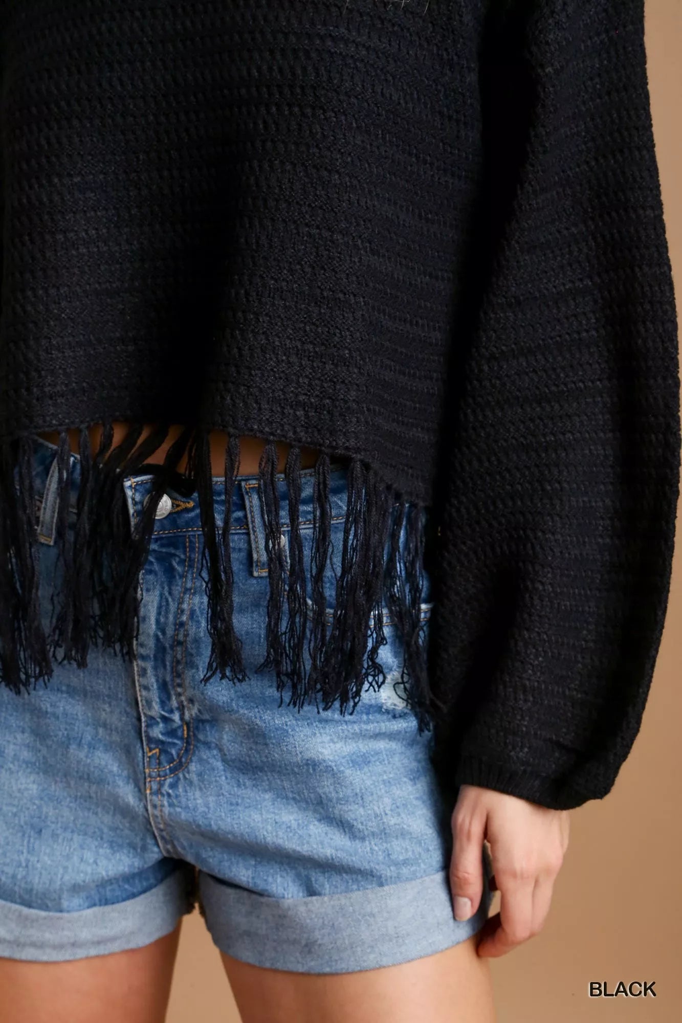 Crochet Fray Hem Knit Crop Top