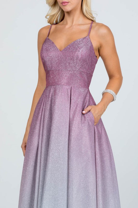 Spaghetti Strap Open Back Floor-Length Gown