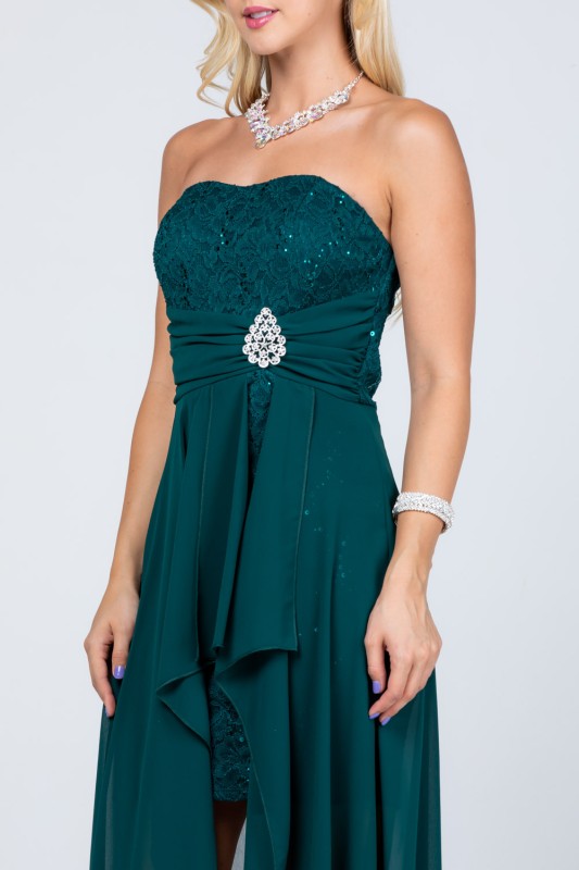 High Low Chiffon/Lace Strapless Dress