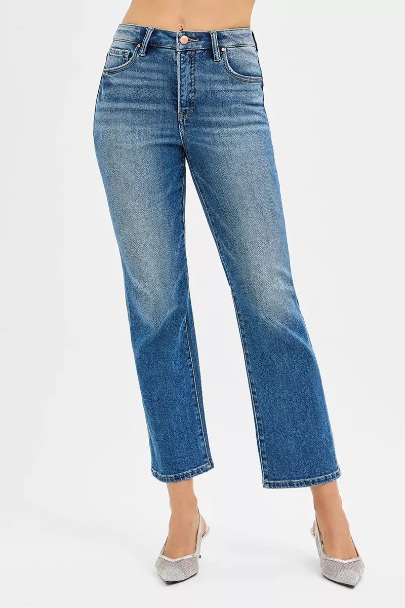 Tummy Control High Rise Crop Straight Jeans