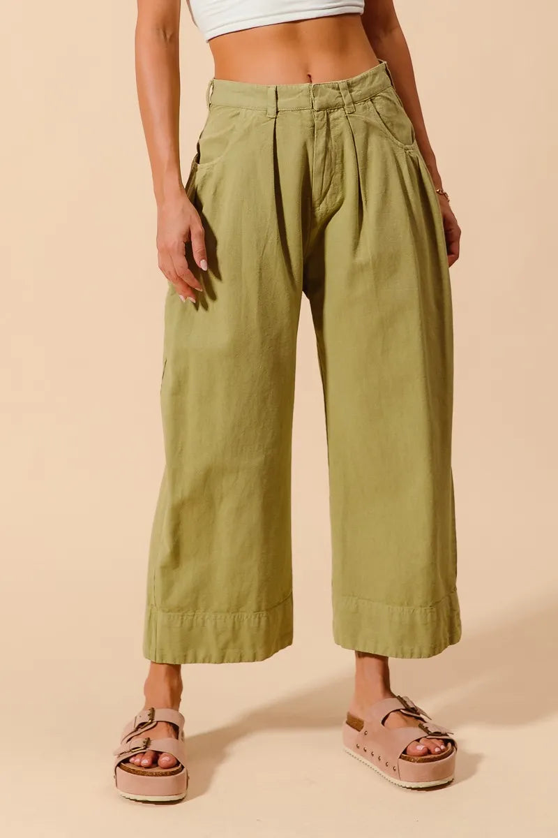 Mid Rise Wide Leg Chino Pants