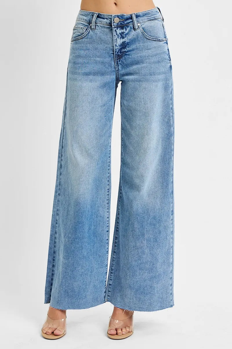 Tummy Control High Rise Wide Leg Palazzo Jeans
