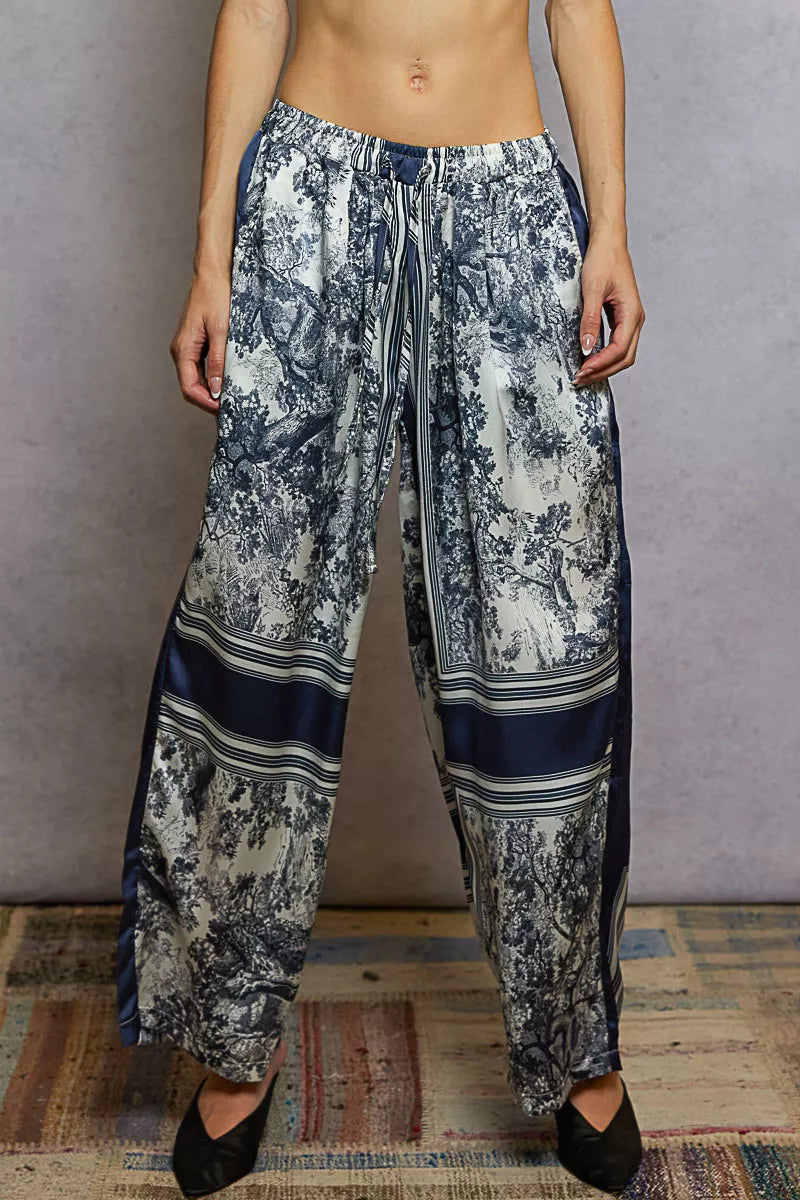 Floral Printed Woven Wide Leg Pants