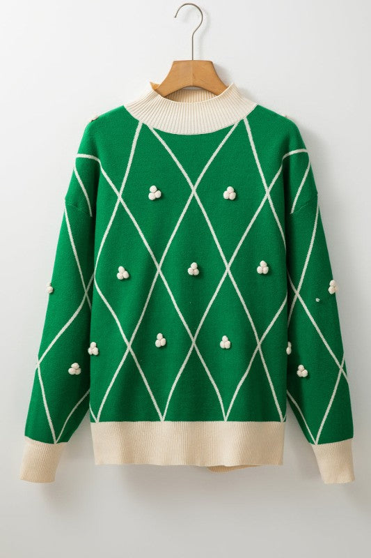 Geometric Diamond Long Sleeve Sweater