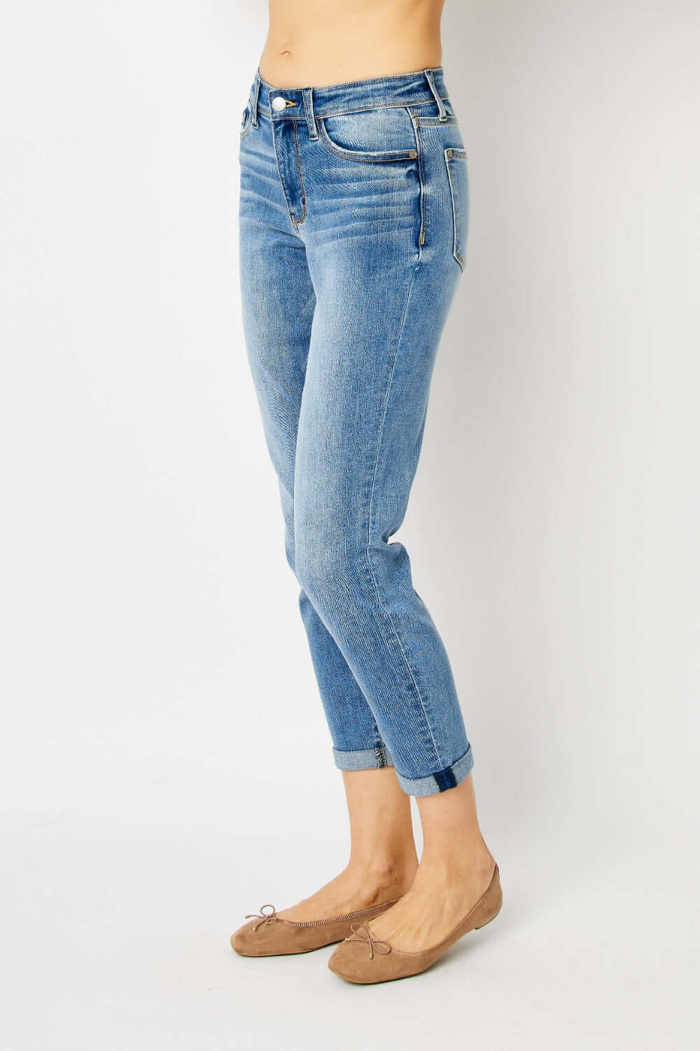 Cuffed Hem Slim Jeans