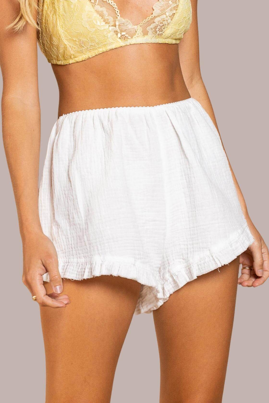 POL Shorts with Ruffle Detailing and Elastic Waist