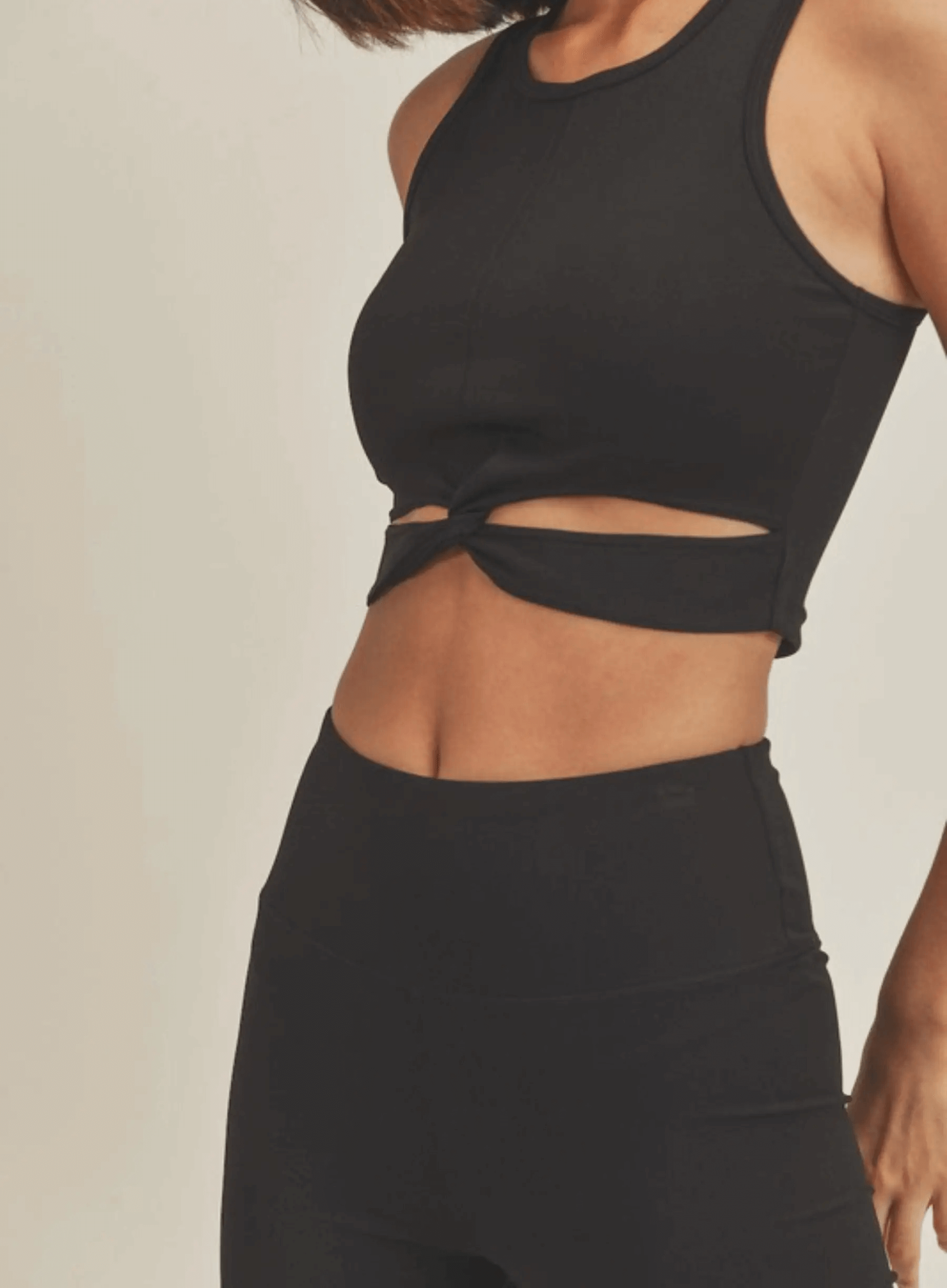 Kimberly C Twist-Front Active Crop Top & Biker Short Set