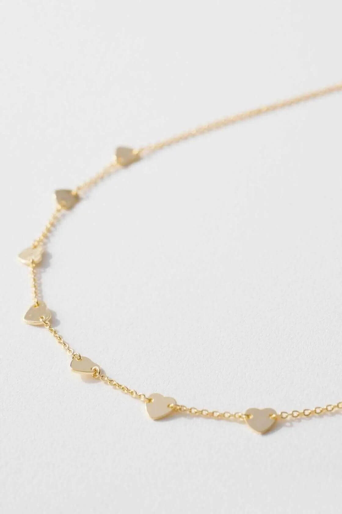 Charm Necklace with Tiny Hearts - Rocca & Co