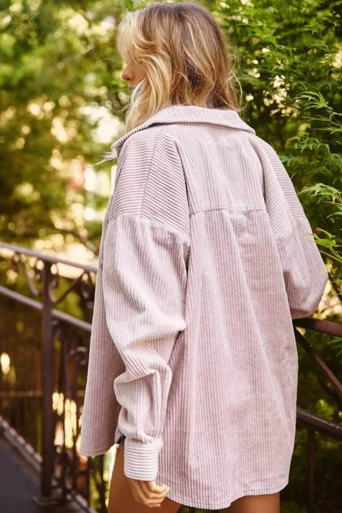 Oversized Solid Corduroy Shacket