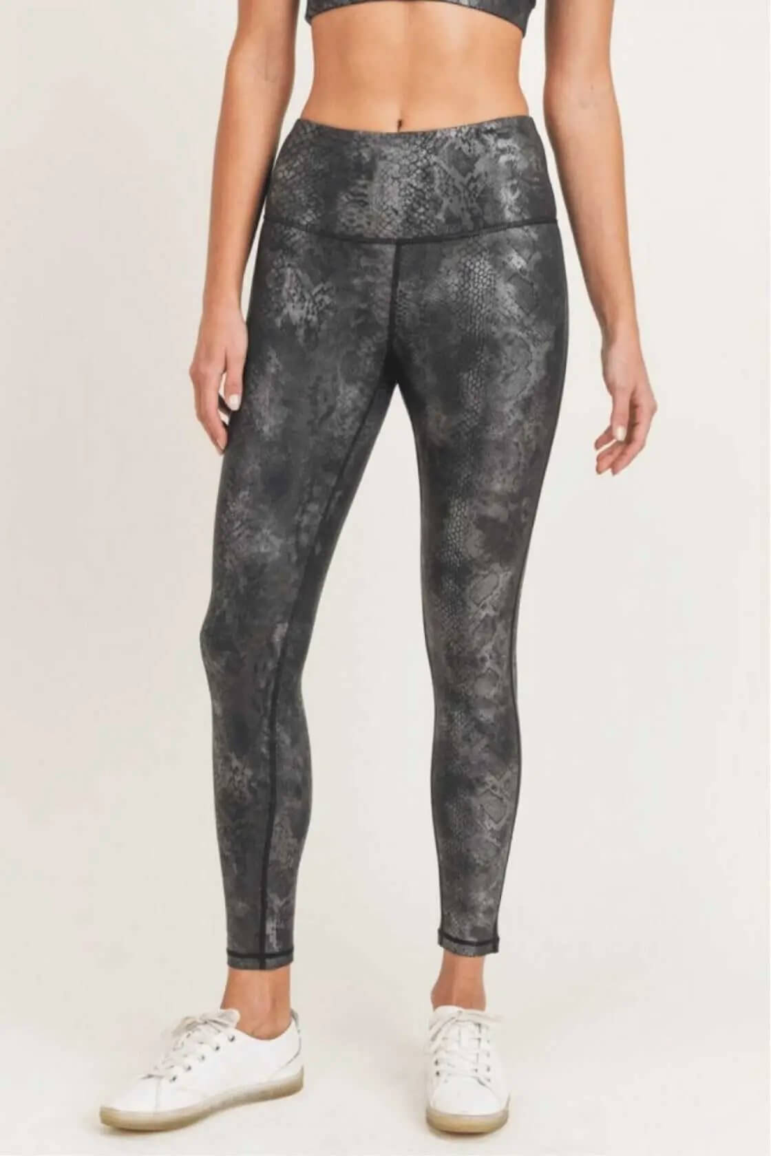 Mono B Snake Foil Print High Waisted Leggings