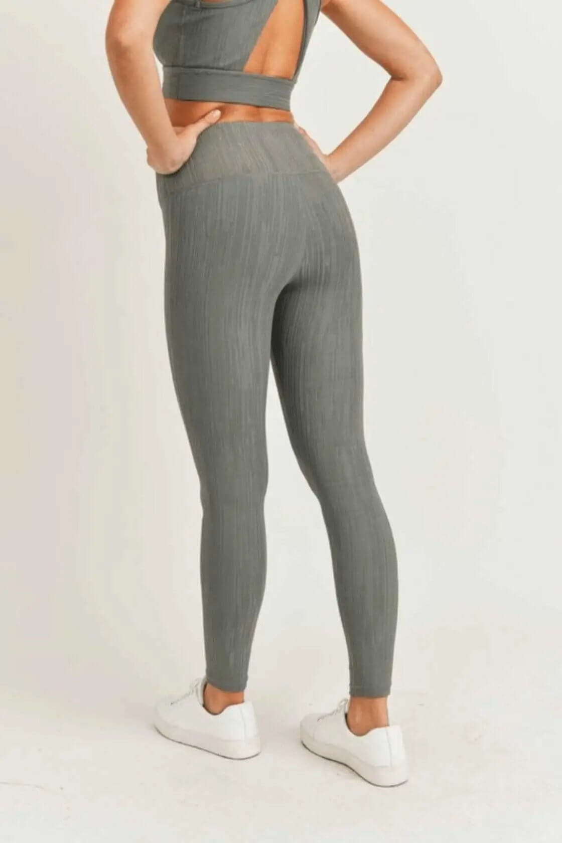 Mono B Textured Lines High Waisted Leggings