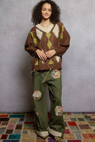 Argyle Pattern Mohair Sweater