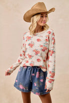 Floral Washed Waffle Thermal Top