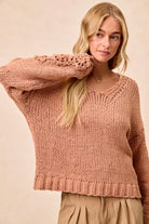 BiBi Chunky Knit Sweater with Flower Detail Sleeves