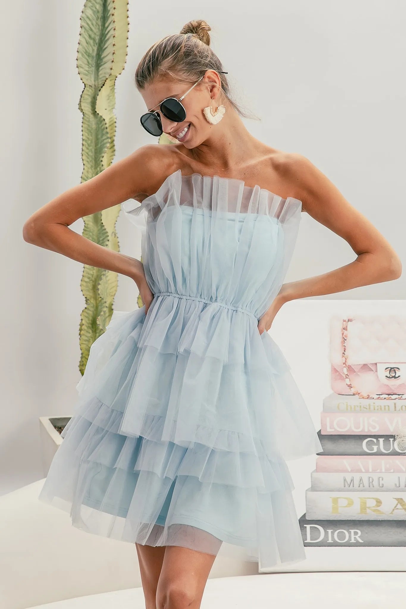 Sleeveless Layered Organza Dress