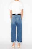 High Rise Distressed Straight Leg Jeans