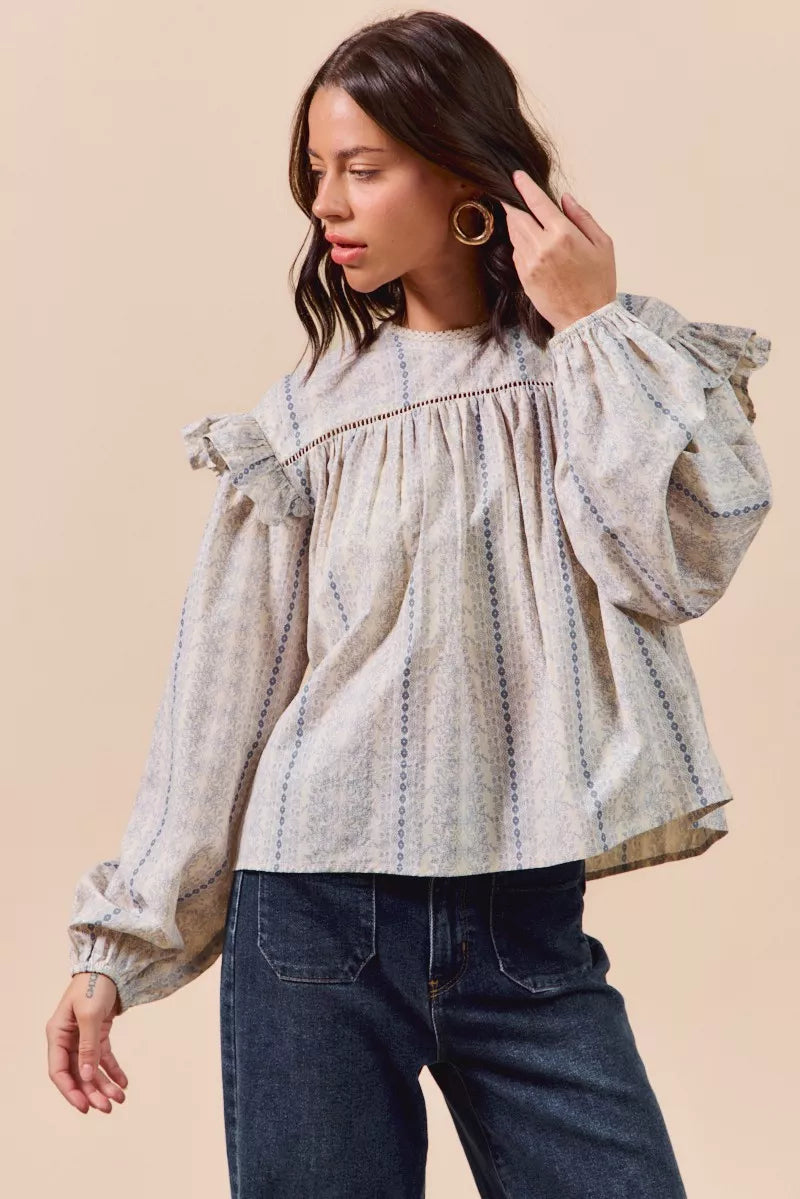 Floral Print Ruffled Blouse