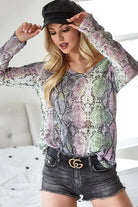 Snakeskin Print Low Gauge Hacci Top