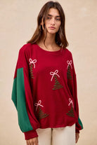 BiBi Christmas Theme Tree Embroidered Sweater