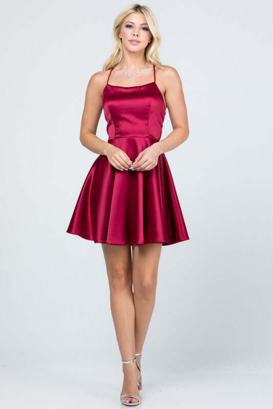 Satin Fit and Flare Dress