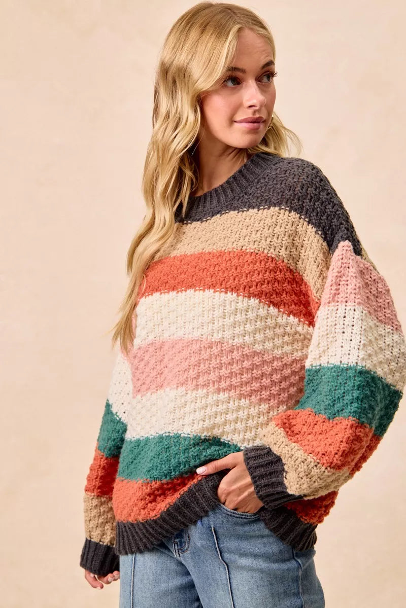 Color Block Chunky Sweater
