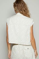 Asymmetrical Floral Denim Vest