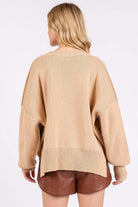 Side Slit Round Neck Drop Shoulder Sweater