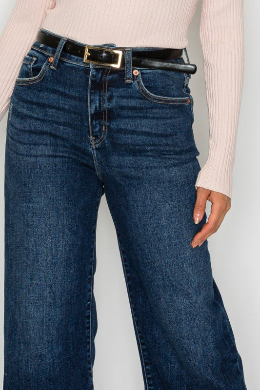 High Rise Cropped Palazzo Jeans