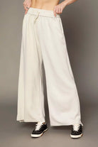 Elastic Drawstring Waistband Wide Leg Pants