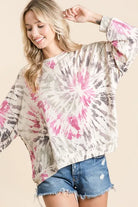 Tie Dye Print Terry Pull Over
