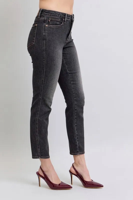 Mid Rise Tummy Control Slim Jeans