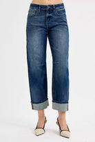 Slouchy Crop Barrel Cuffed Jeans