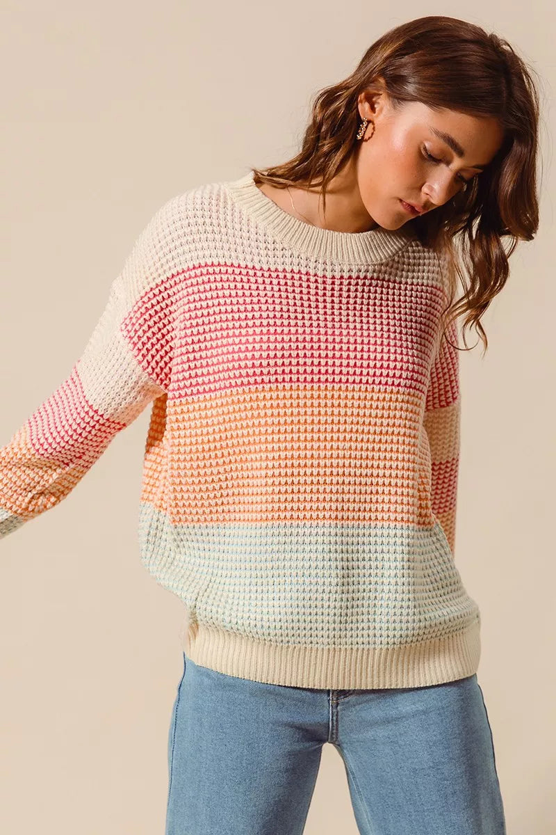Color Block Long Sleeve Sweater