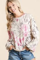 Tie Dye Print Terry Pull Over