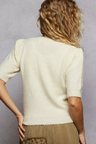 Strawberry Patch Sweater with Shirring Shoulder