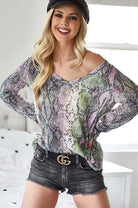 Snakeskin Print Low Gauge Hacci Top