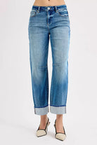 RISEN Slouchy Crop Barrel Cuffed Jeans