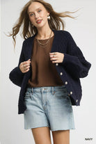 Cable Knit Pearl Button Cardigan
