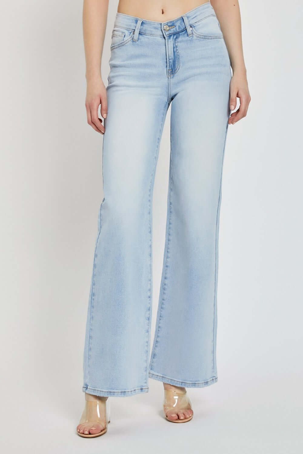 Wide Leg V Dipped Front Waist Jeans