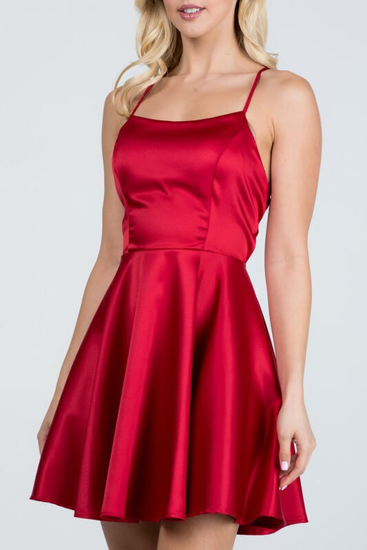 Satin Fit and Flare Dress