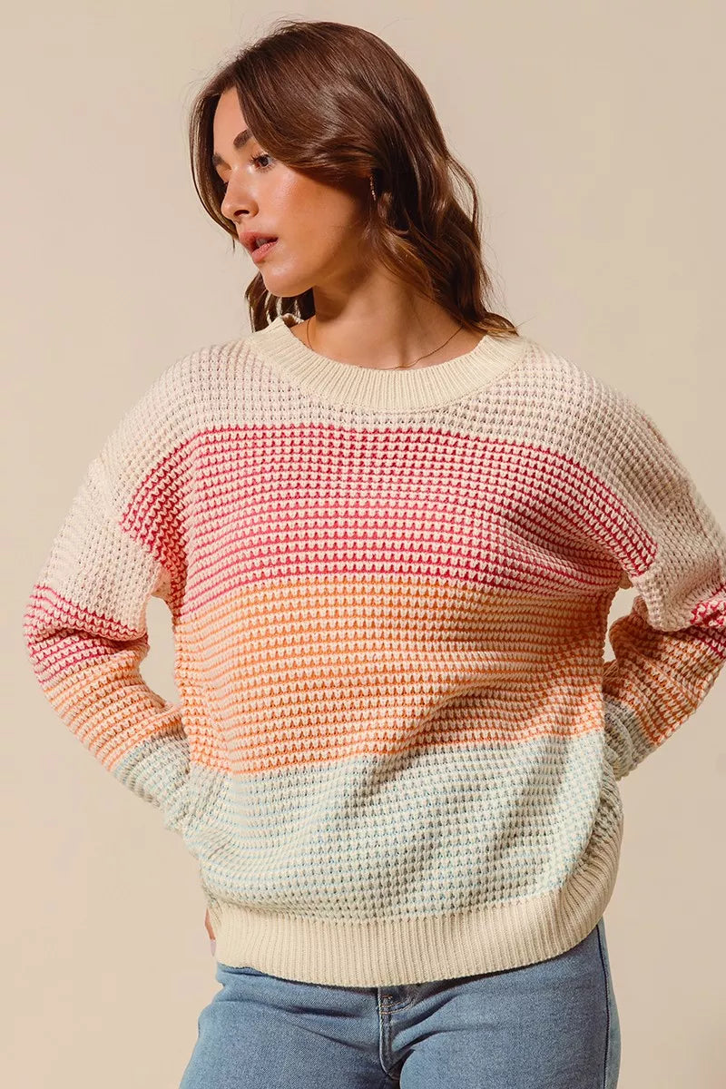Color Block Long Sleeve Sweater