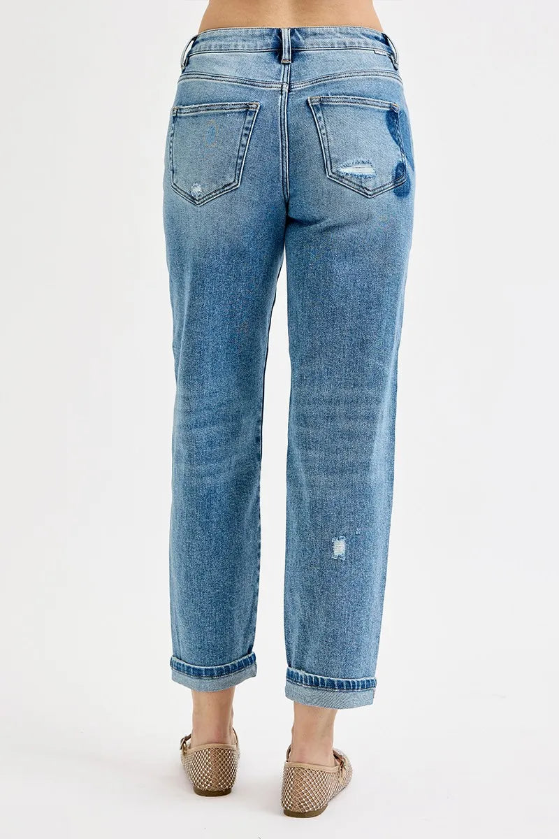 Mid Rise Fit-boyfriend Heart Shade Jeans