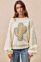 Cactus Embroidered Fleece Sweatshirt