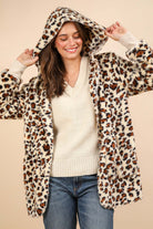 Fuzzy Leopard Long Sleeve Hooded Jacket