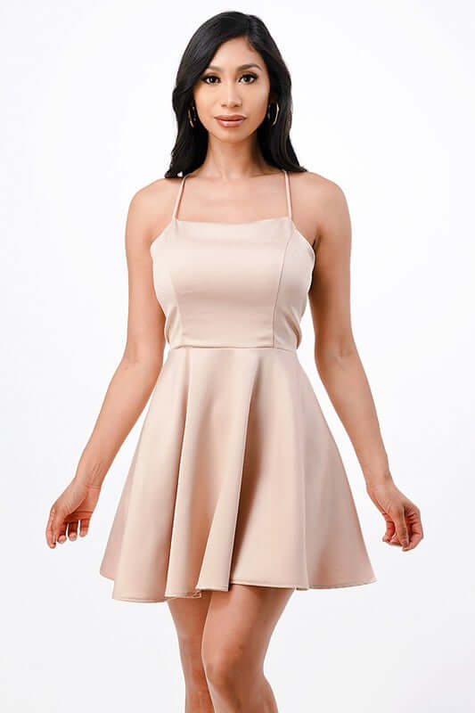 Satin Fit and Flare Dress