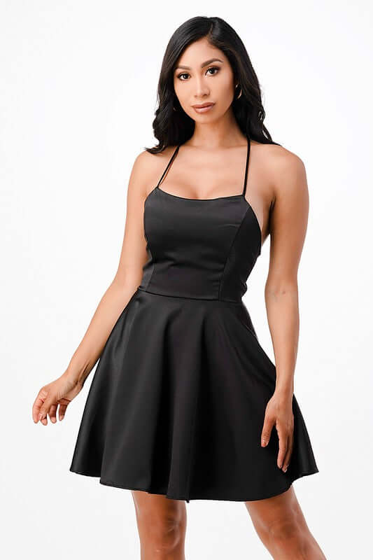 Satin Fit and Flare Dress