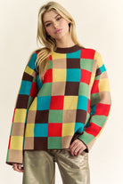 Color Block Checkered Sweater